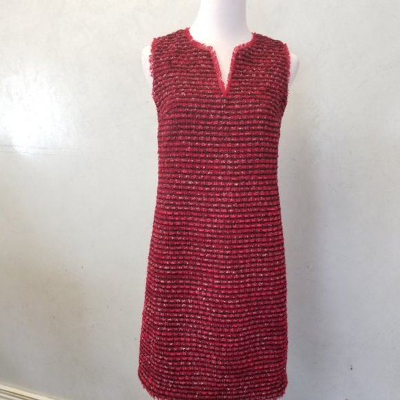 NWT ANN TAYLOR Fringe tweed shift sleeveless dress women's size 2 Petite (F5) - Picture 7 of 8